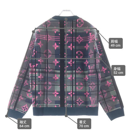 Louis Vuitton Monogram Jacquard Plaid Pullover Sweatshirt Navy Pink Sweater Navypink