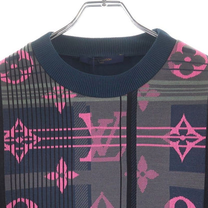 Louis Vuitton Monogram Jacquard Plaid Pullover Sweatshirt Navy Pink Sweater Navypink