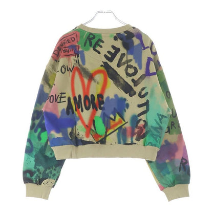 Dolce & Gabbana Cropped Graffiti Print Crew Neck Sweatshirt Multi