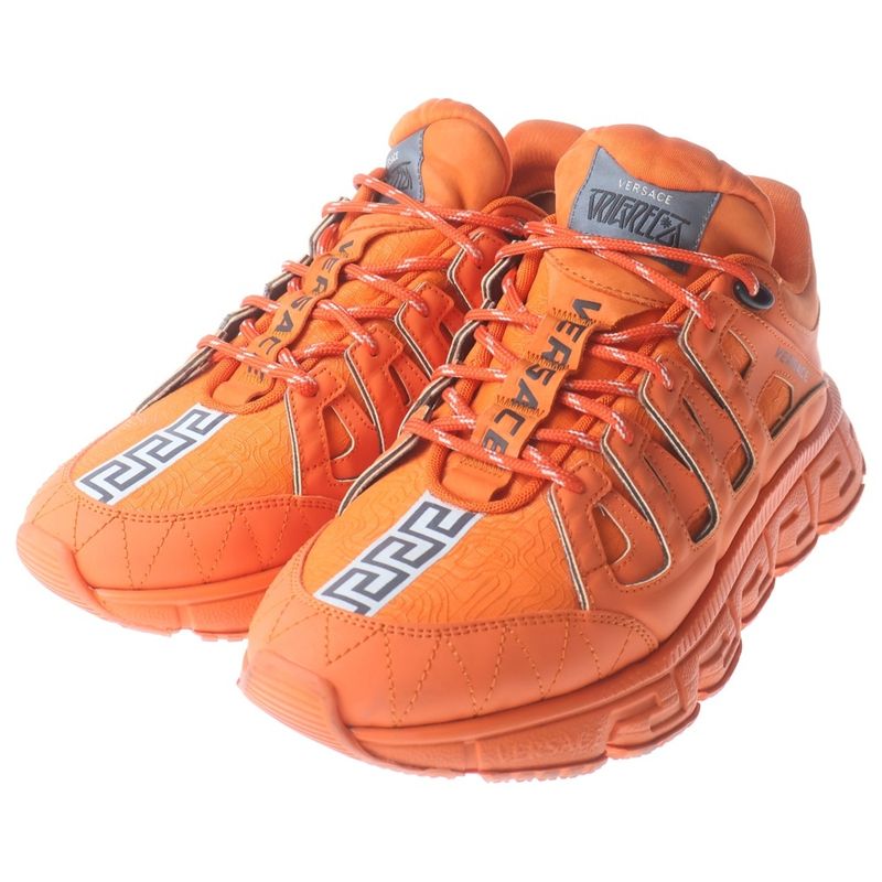 Versace Trigreca Sneaker Volume Sole Low Cut Sneakers Orange