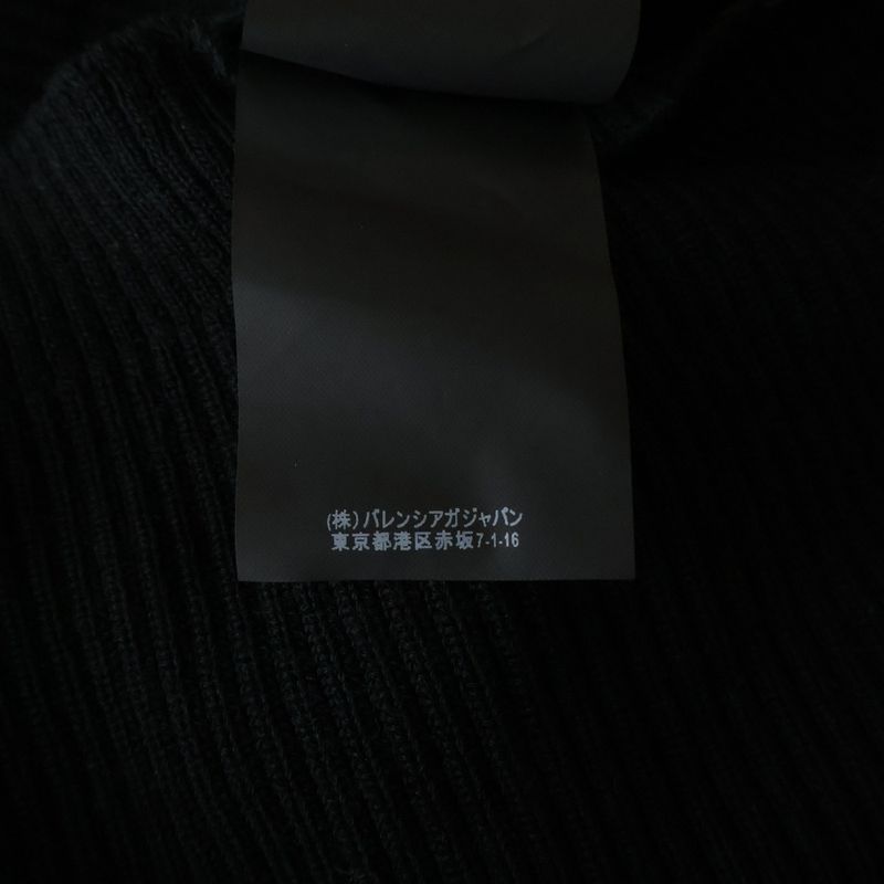 Balenciaga Hem Rubber Logo Patch Crew Neck Knit Sweater Black