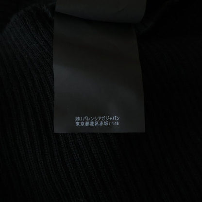 Balenciaga Hem Rubber Logo Patch Crew Neck Knit Sweater Black