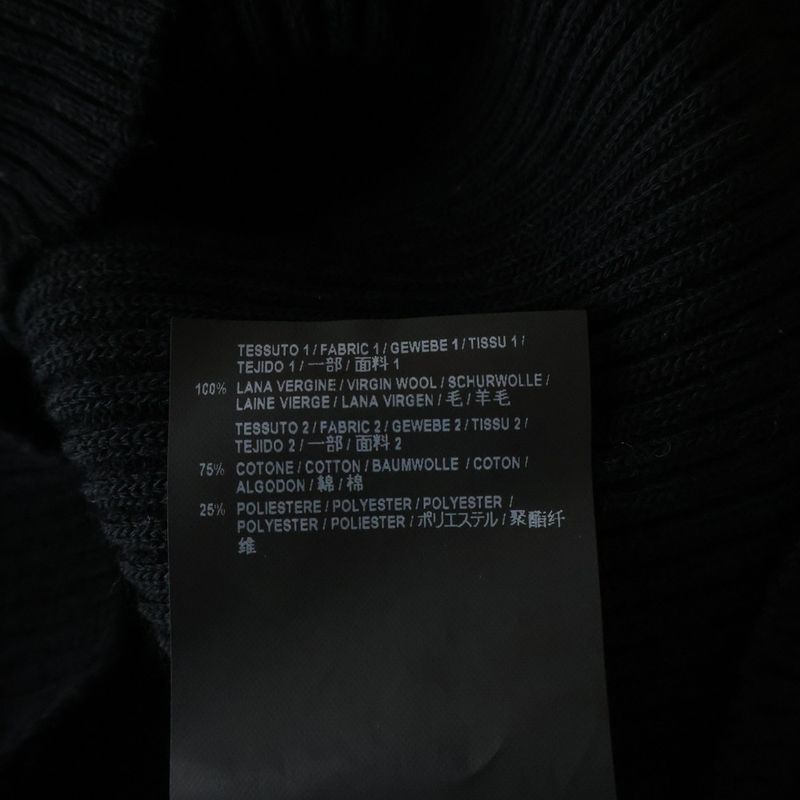 Balenciaga Hem Rubber Logo Patch Crew Neck Knit Sweater Black