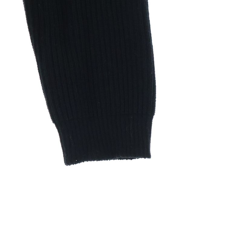 Balenciaga Hem Rubber Logo Patch Crew Neck Knit Sweater Black