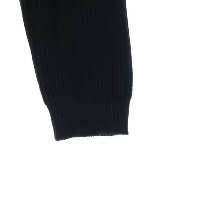 Balenciaga Hem Rubber Logo Patch Crew Neck Knit Sweater Black