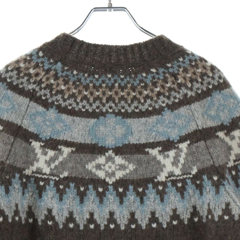 Louis Vuitton Graphic Signature Nordic Pattern Pullover Knit Sweater Brown