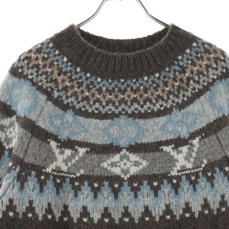 Louis Vuitton Graphic Signature Nordic Pattern Pullover Knit Sweater Brown
