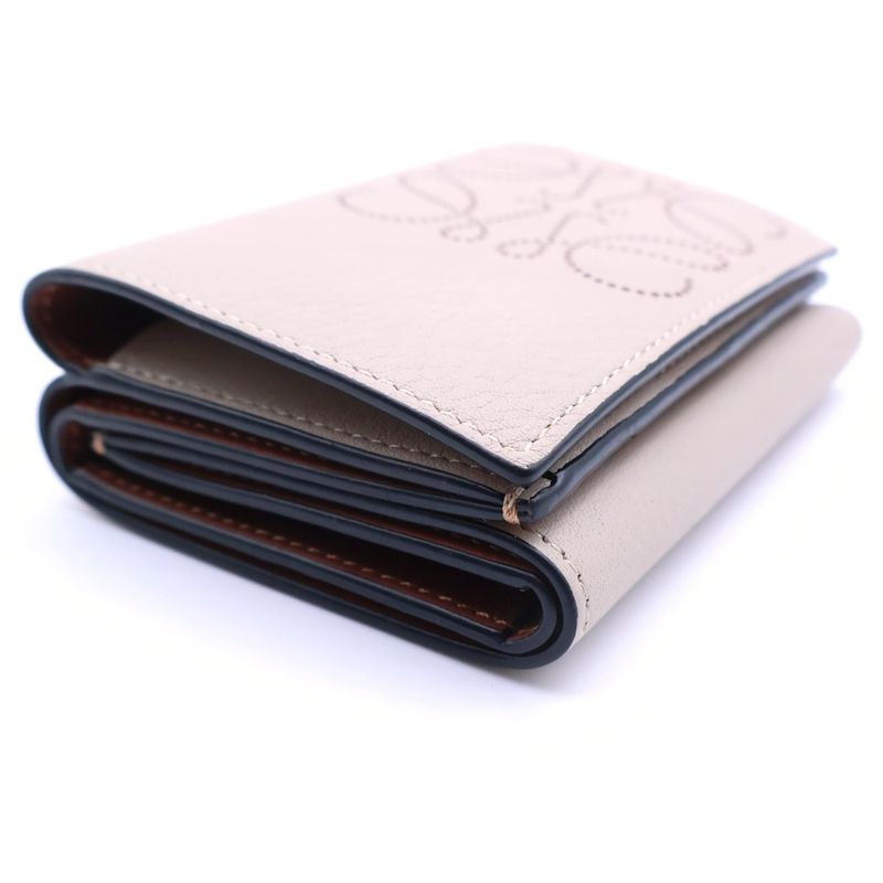 Loewe Anagram Perforated Logo Trifold 6 Card Light Wallet Compact