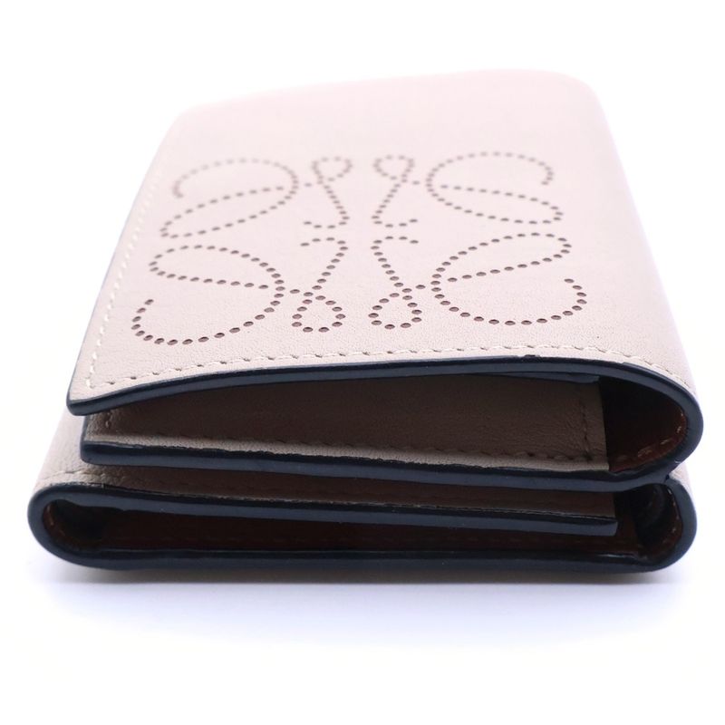 Loewe Anagram Perforated Logo Trifold 6 Card Light Wallet Compact