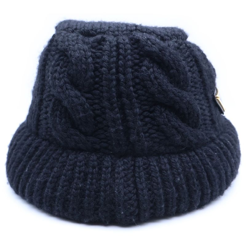 Prada Triangle Plate Wool Bucket Hat Black