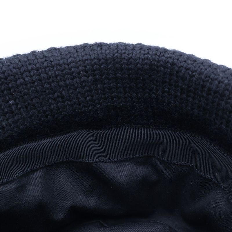 Prada Triangle Plate Wool Bucket Hat Black