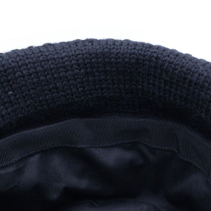 Prada Triangle Plate Wool Bucket Hat Black