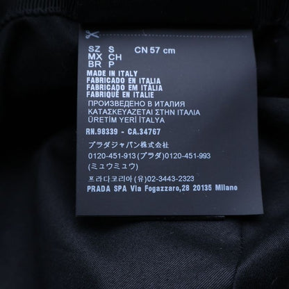Prada Triangle Plate Wool Bucket Hat Black