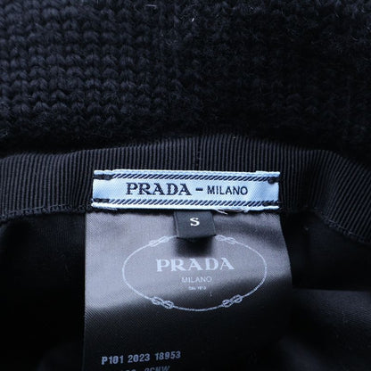 Prada Triangle Plate Wool Bucket Hat Black