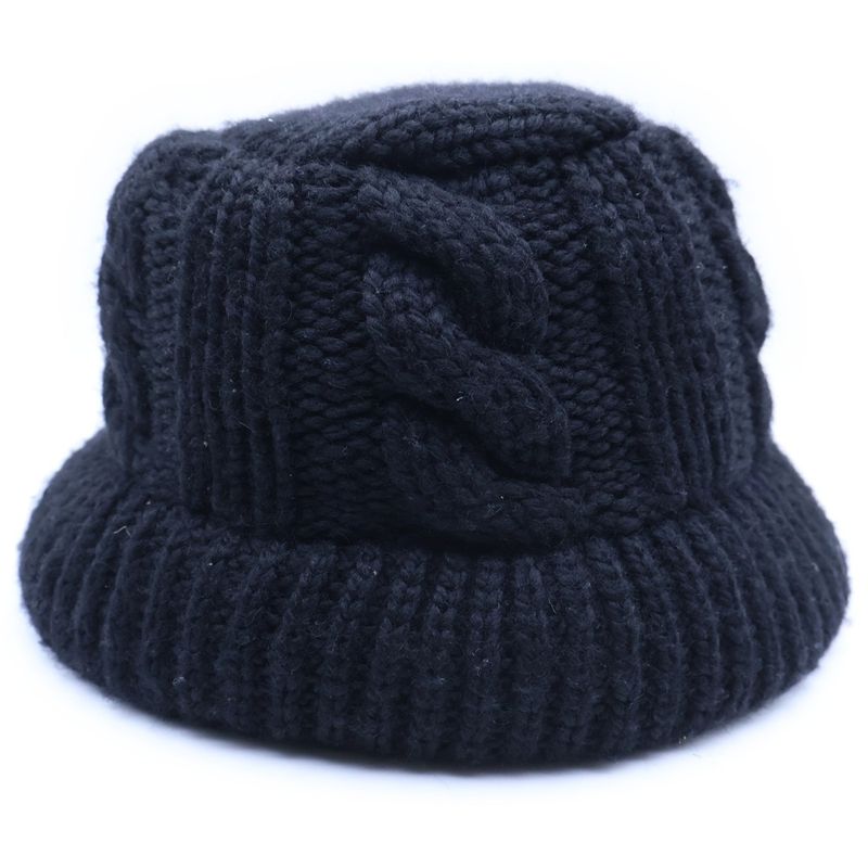 Prada Triangle Plate Wool Bucket Hat Black