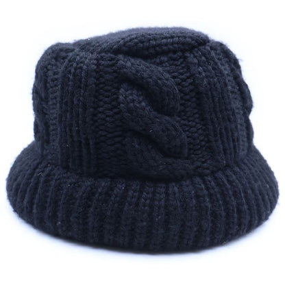 Prada Triangle Plate Wool Bucket Hat Black