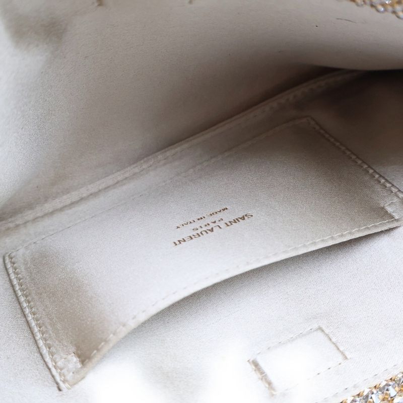 Saint Laurent Yves Suzanne Pave Crystal Satin Leather Shoulder Bag