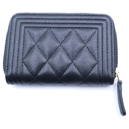 Chanel Compact Wallet Mini Coin Case Black Caviar Leather