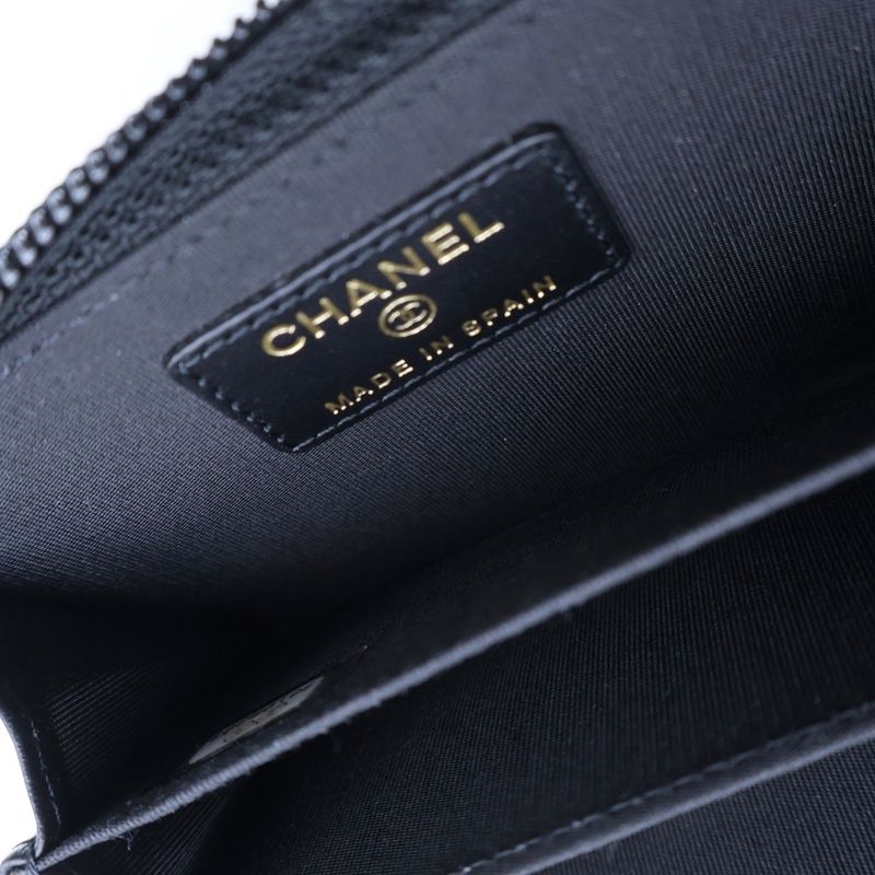 Chanel Compact Wallet Mini Coin Case Black Caviar Leather