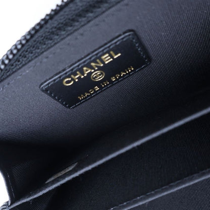 Chanel Compact Wallet Mini Coin Case Black Caviar Leather