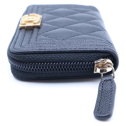 Chanel Compact Wallet Mini Coin Case Black Caviar Leather