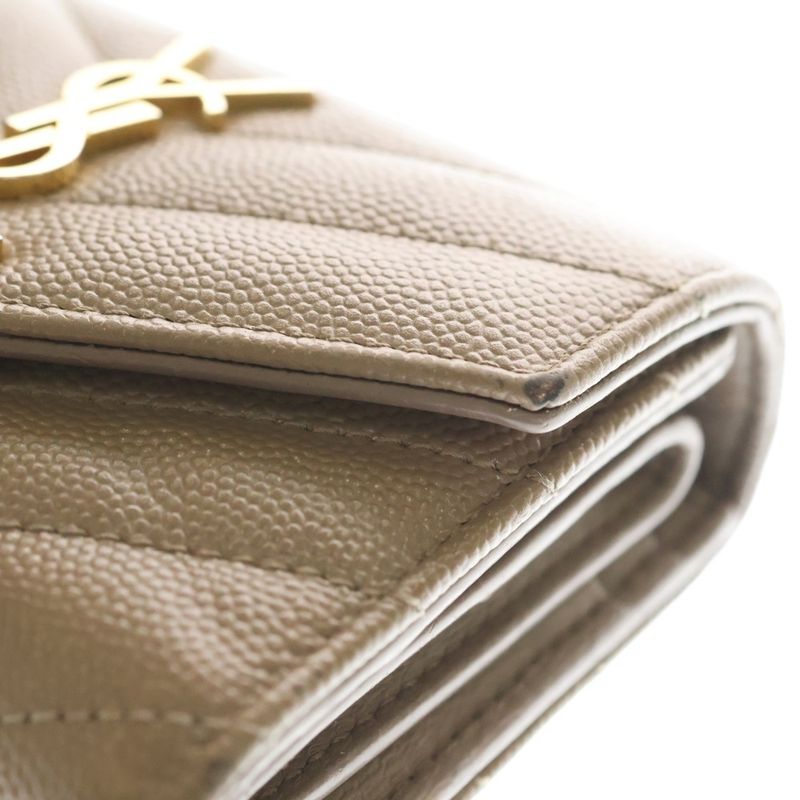 Saint Laurent Paris Monogram Embossed Leather Cassandra Multifold Mini Wallet