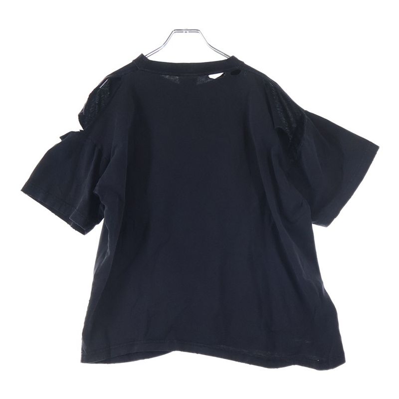 Balenciaga Distressed Logo Embroidery Crew Neck Short Sleeve T-Shirt
