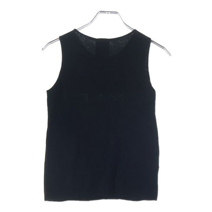 Chanel Spring Collection CC Logo Jacquard Sleeveless Knit Top Black Flat