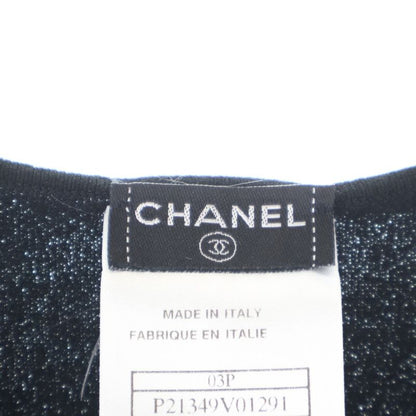 Chanel Spring Collection CC Logo Jacquard Sleeveless Knit Top Black Flat
