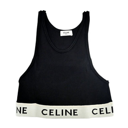 Celine Tank Top Black L Logo Knit Sports Bra