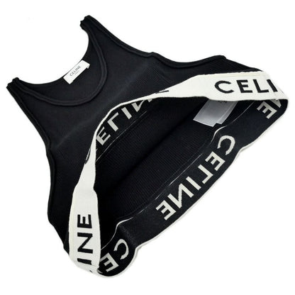Celine Tank Top Black L Logo Knit Sports Bra