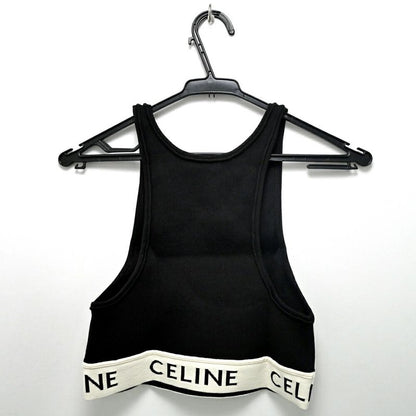 Celine Tank Top Black L Logo Knit Sports Bra