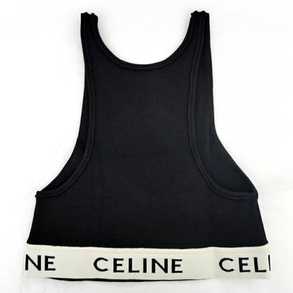 Celine Tank Top Black L Logo Knit Sports Bra
