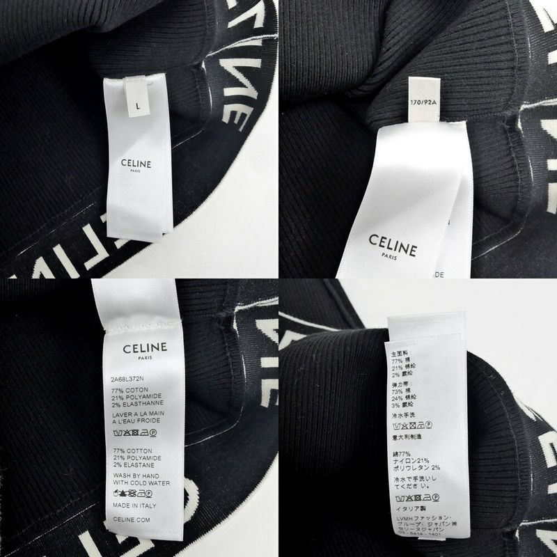 Celine Tank Top Black L Logo Knit Sports Bra
