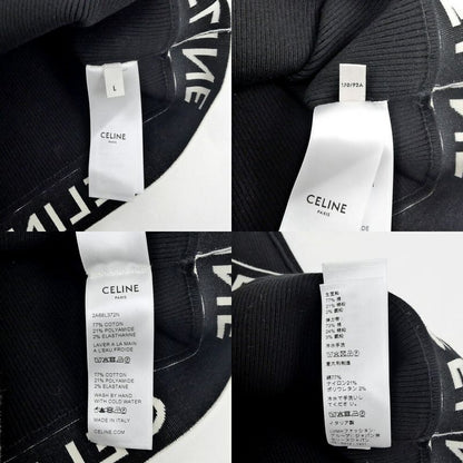 Celine Tank Top Black L Logo Knit Sports Bra