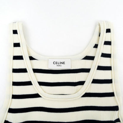 Celine Tank Top Border Black White L Logo Knit