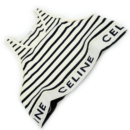 Celine Tank Top Border Black White L Logo Knit