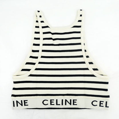 Celine Tank Top Border Black White L Logo Knit