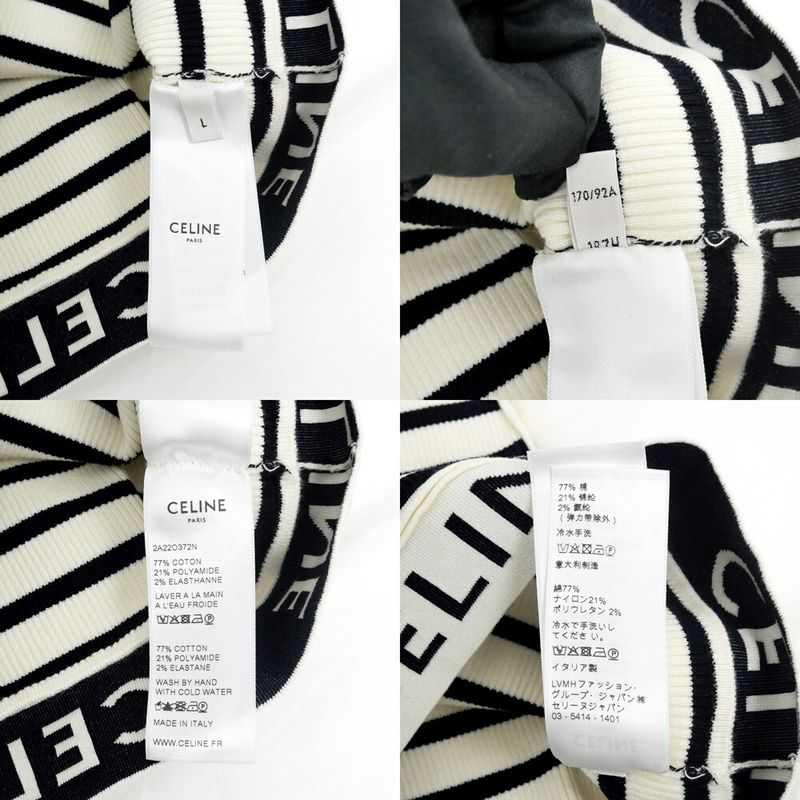 Celine Tank Top Border Black White L Logo Knit