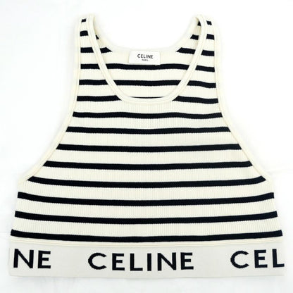 Celine Tank Top Border Black White M Logo Knit