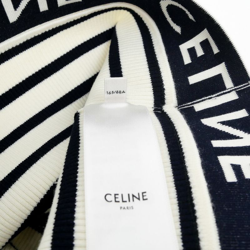Celine Tank Top Border Black White M Logo Knit