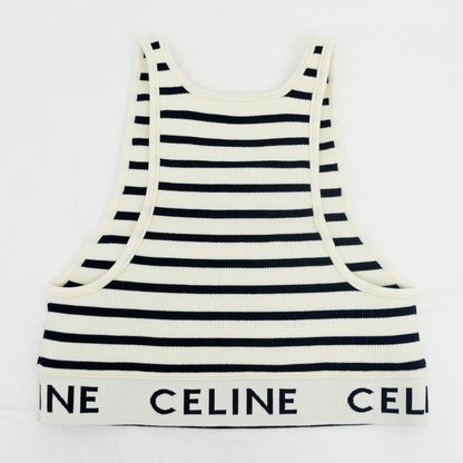 Celine Tank Top Border Black White M Logo Knit