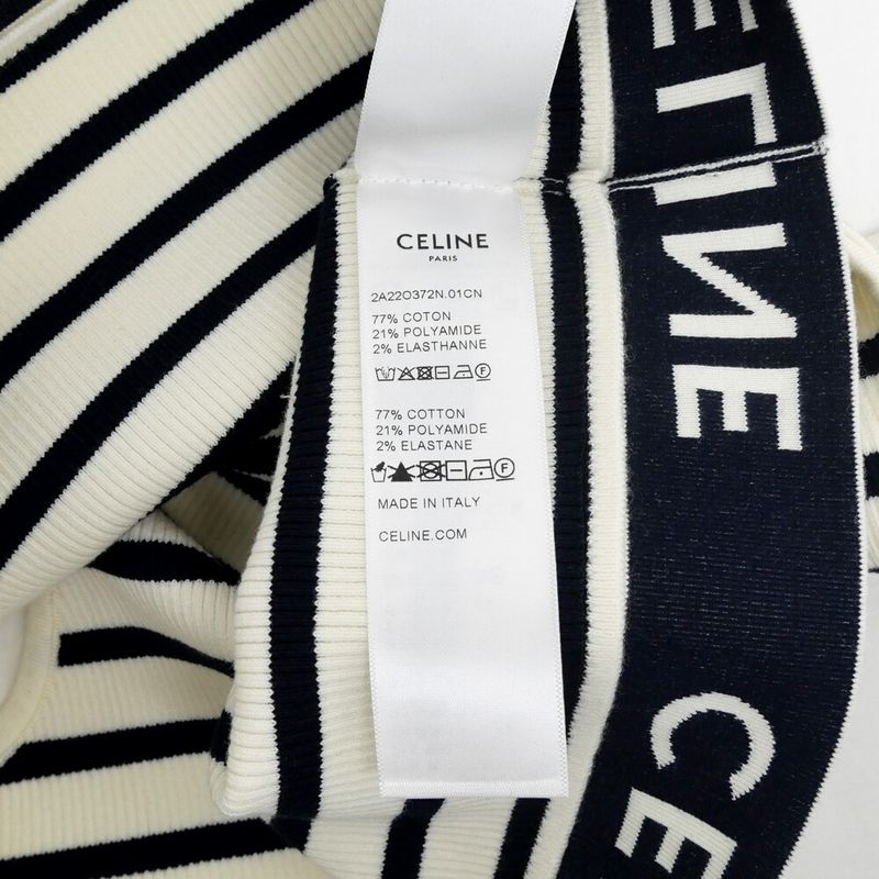 Celine Tank Top Border Black White M Logo Knit