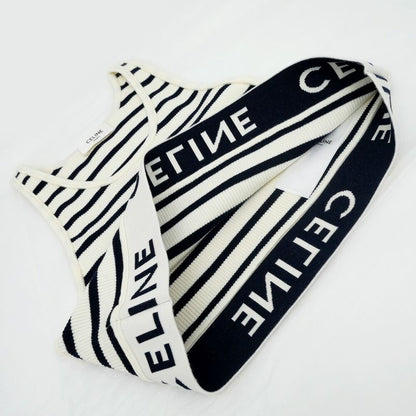 Celine Tank Top Border Black White M Logo Knit