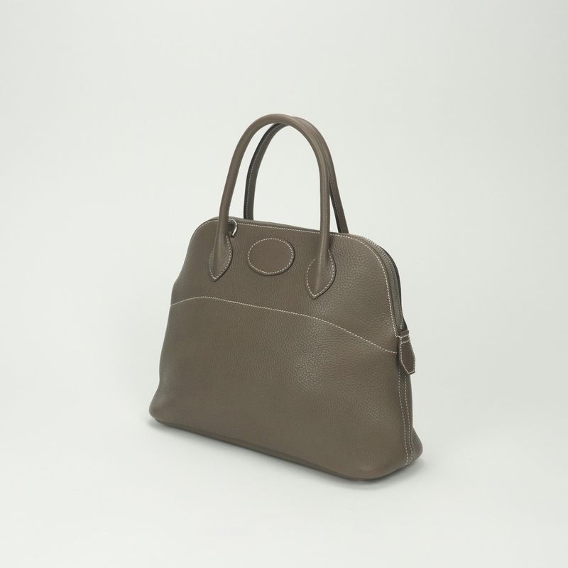 Hermes Bolide 31 Tote Shoulder Bag Taurillon Clemence Etoupe Etoupe Etoupe Gray
