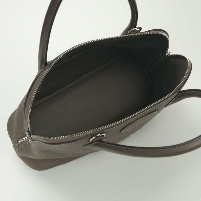 Hermes Bolide 31 Tote Shoulder Bag Taurillon Clemence Etoupe Etoupe Etoupe Gray