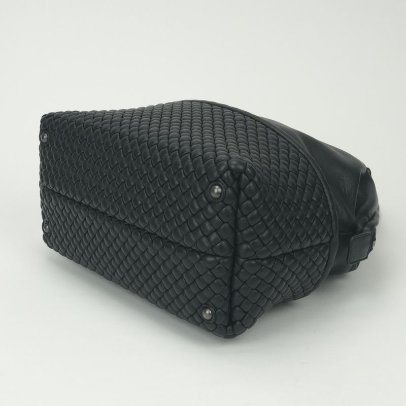 Bottega Veneta Intrecciato Tote Black Silver Handbag