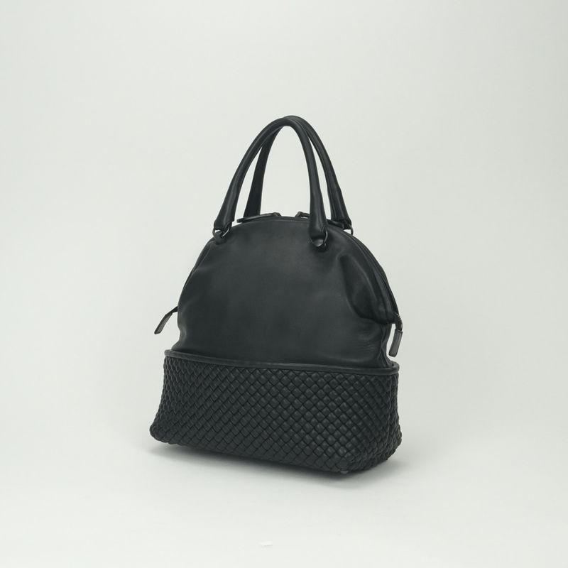 Bottega Veneta Intrecciato Tote Black Silver Handbag