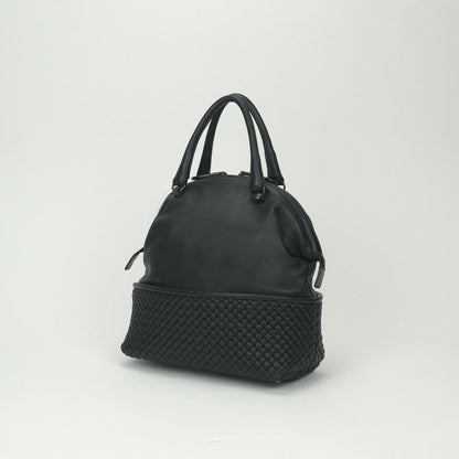 Bottega Veneta Intrecciato Tote Black Silver Handbag