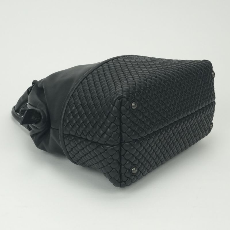 Bottega Veneta Intrecciato Tote Black Silver Handbag